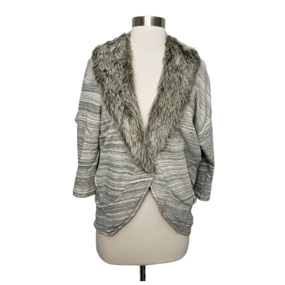 Armani Exchange XS Fur Shawl Collar Sweatshirt Cardigan Layering Piece